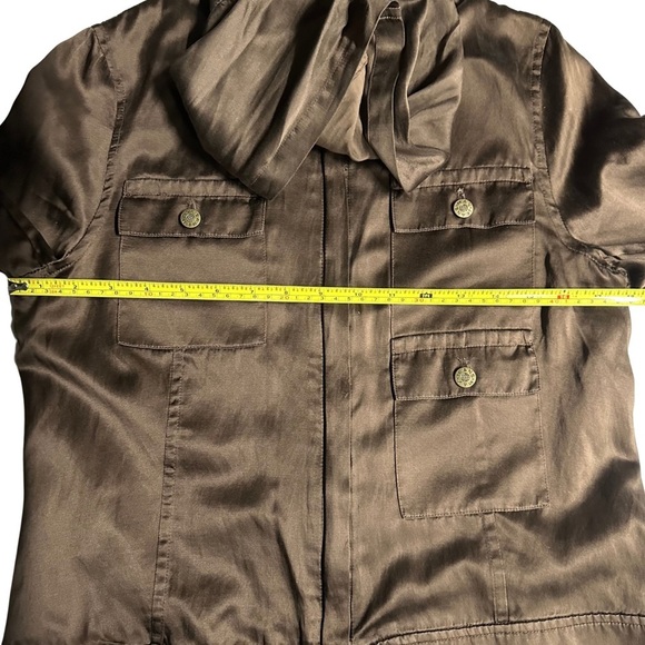 Max Jeans Cargo Hooded Jacket Zip Up Silk Blend Brown Size Small NWT Retail $92 - Picture 6 of 9